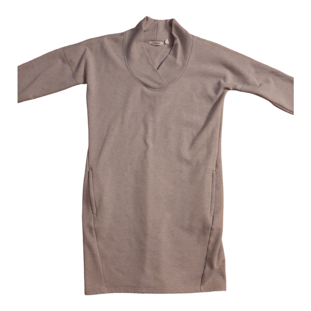 Athleta Heather Gray Sweater Dress Zip Pockets Wool Blend L